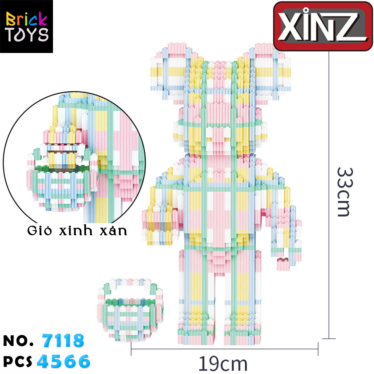 Đồ chơi lắp ráp, mô hình lắp ráp gấu Bearbrick size 33-35cm nhiều màu (tặng kèm búa)  *** Nhận lắp sẵn