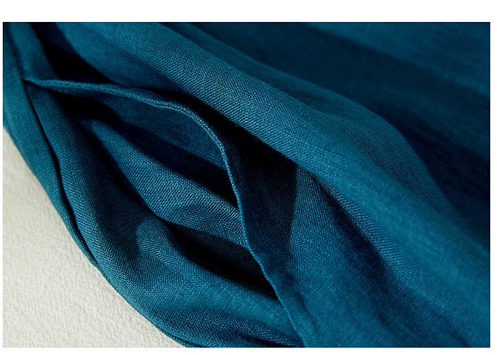 Đầm suông linen cổ sơ mi form rộng màu xanh cổ vịt trẻ trung nữ tính, thời trang phong cách Hàn- Đũi Việt
