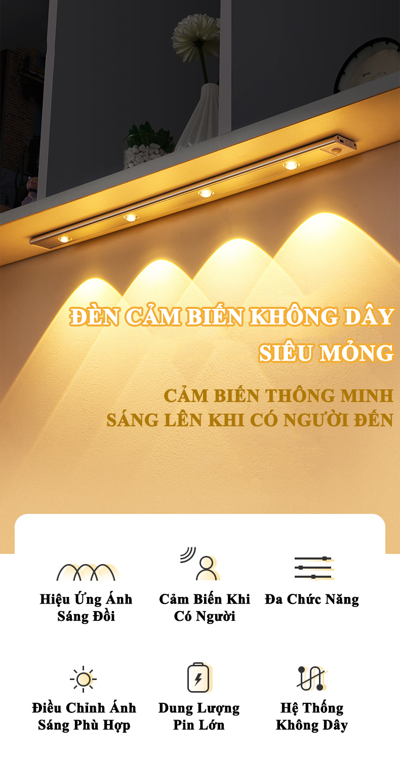 Đèn LED Trang Trí Cảm Biến Chuyển Động Hồng Ngoại KUNBE Đèn Mắt Mèo Decor Với Ánh Sáng 3 Màu, Hiệu Ứng Độc Đáo, Nhiều Kích Cỡ Phù Hợp Trang Trí Tủ Đồ, Nhà Bếp, Phòng Ngủ, Phòng Khách