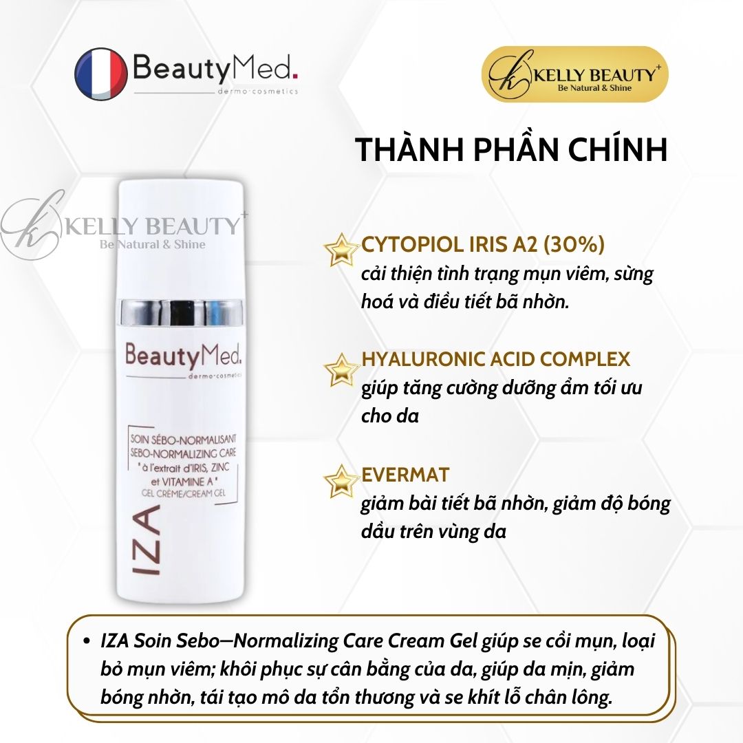 BeautyMed IZA Cream Gel - Kem Dưỡng Dạng Gel Cho Da Dầu Mụn | Kelly Beauty