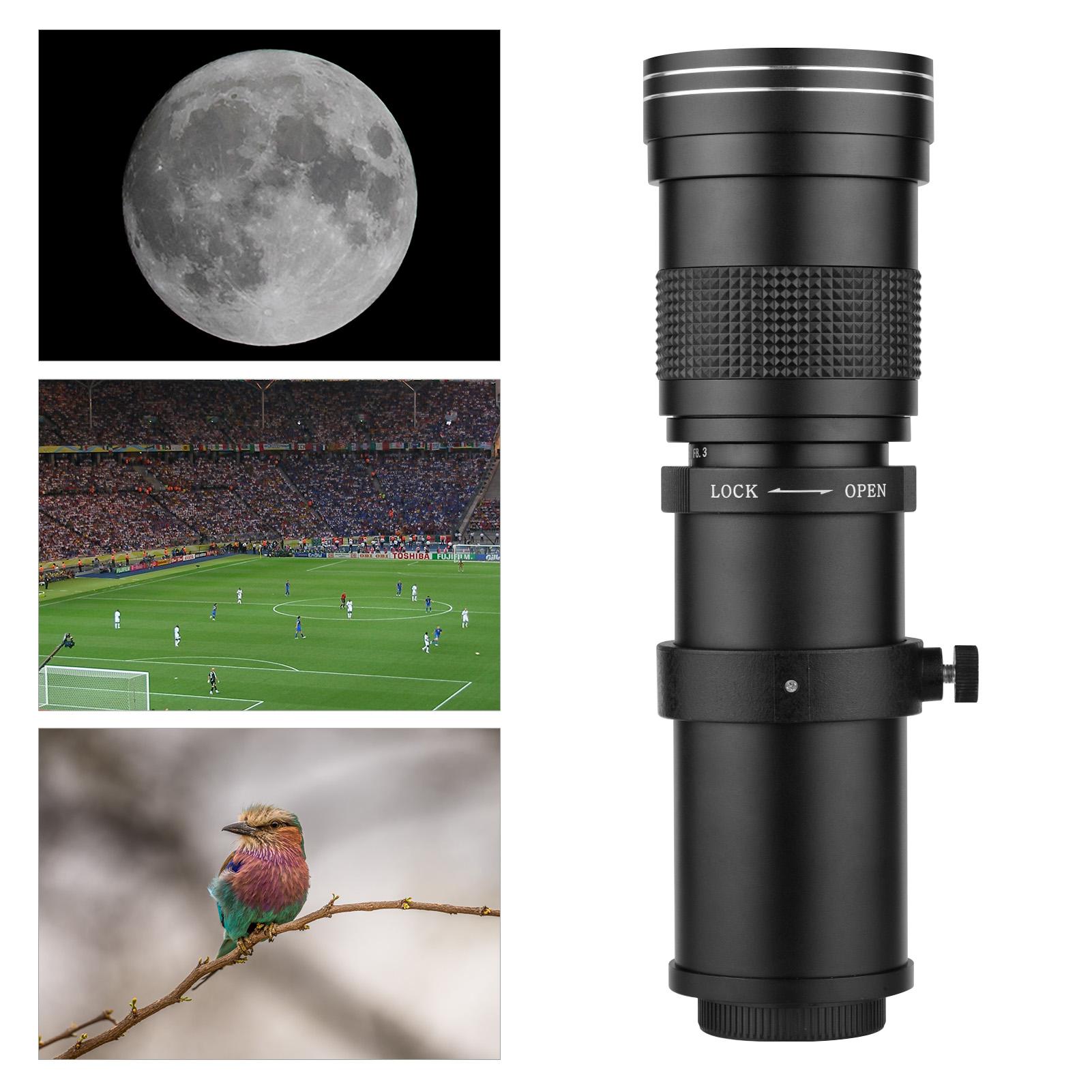 Camera MF Super Telephoto Zoom Lens F/8.3-16 420-800mm T2 Mount with AI-mount Adapter Ring 1/4 Thread for Nikon