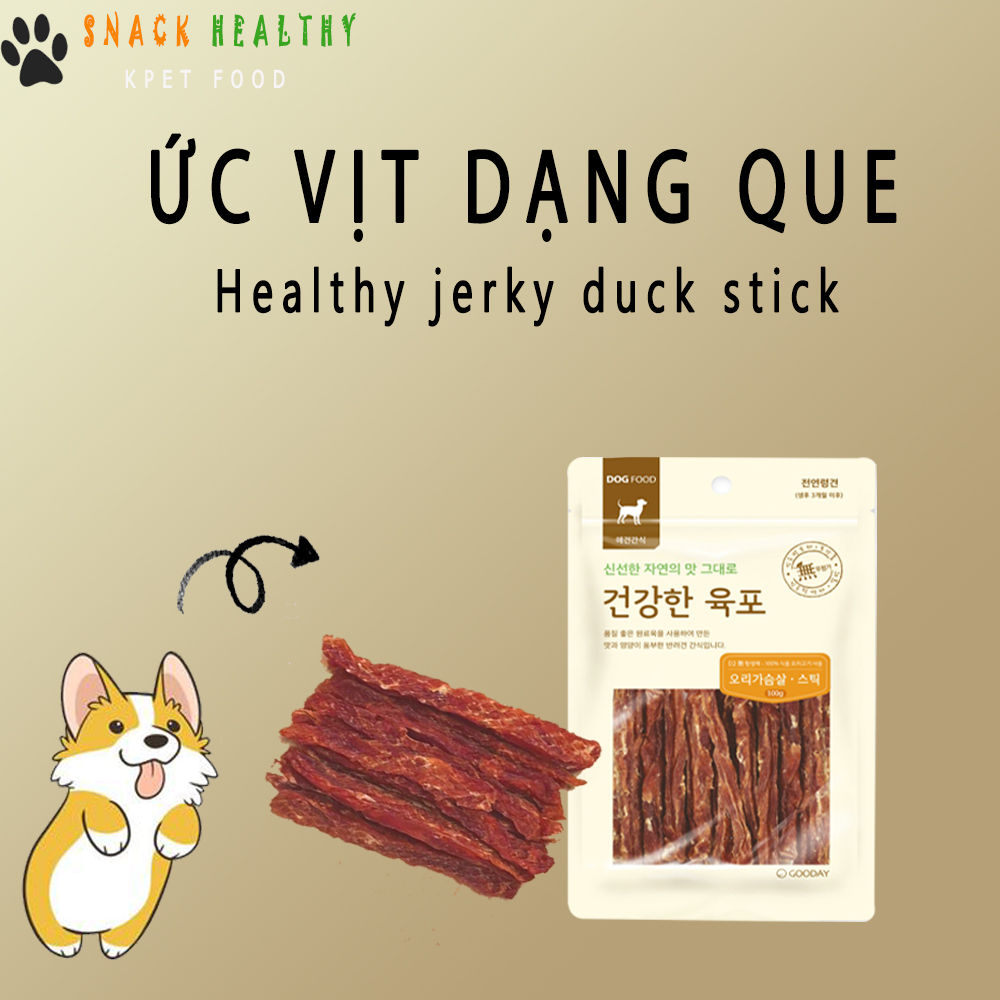 BÁNH THƯỞNG CHO CHÓ - Ức Vịt Dạng Que - Healthy Jerky Duck Stick - MAKE IN KOREA - 100g