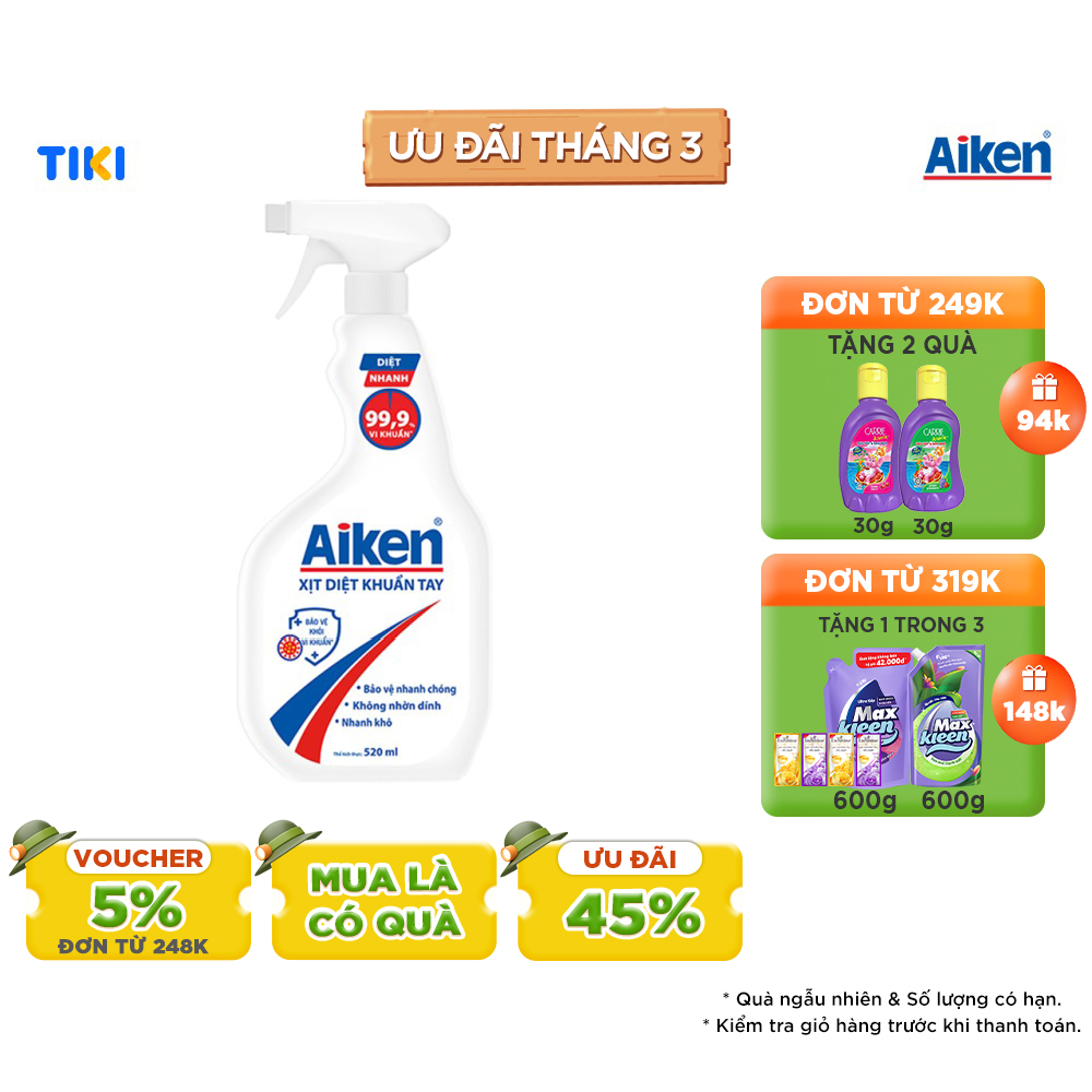 Xịt Diệt Khuẩn Tay Aiken 520ml