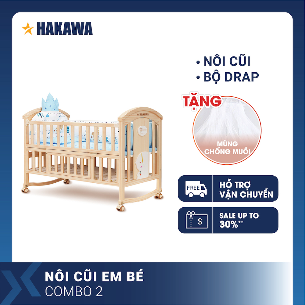 NÔI CŨI, GIƯỜNG CŨI CAO CẤP ĐA NĂNG CHO BÉ HAKAWA HK-B03 (COMBO 2) - HÀNG CHÍNH HÃNG