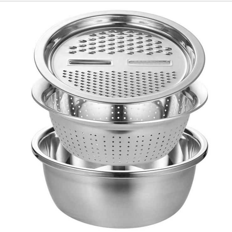 Bộ Rổ Nạo Đa Năng Tiện Lợi 3 Chi Tiết-Bộ Rổ Inox