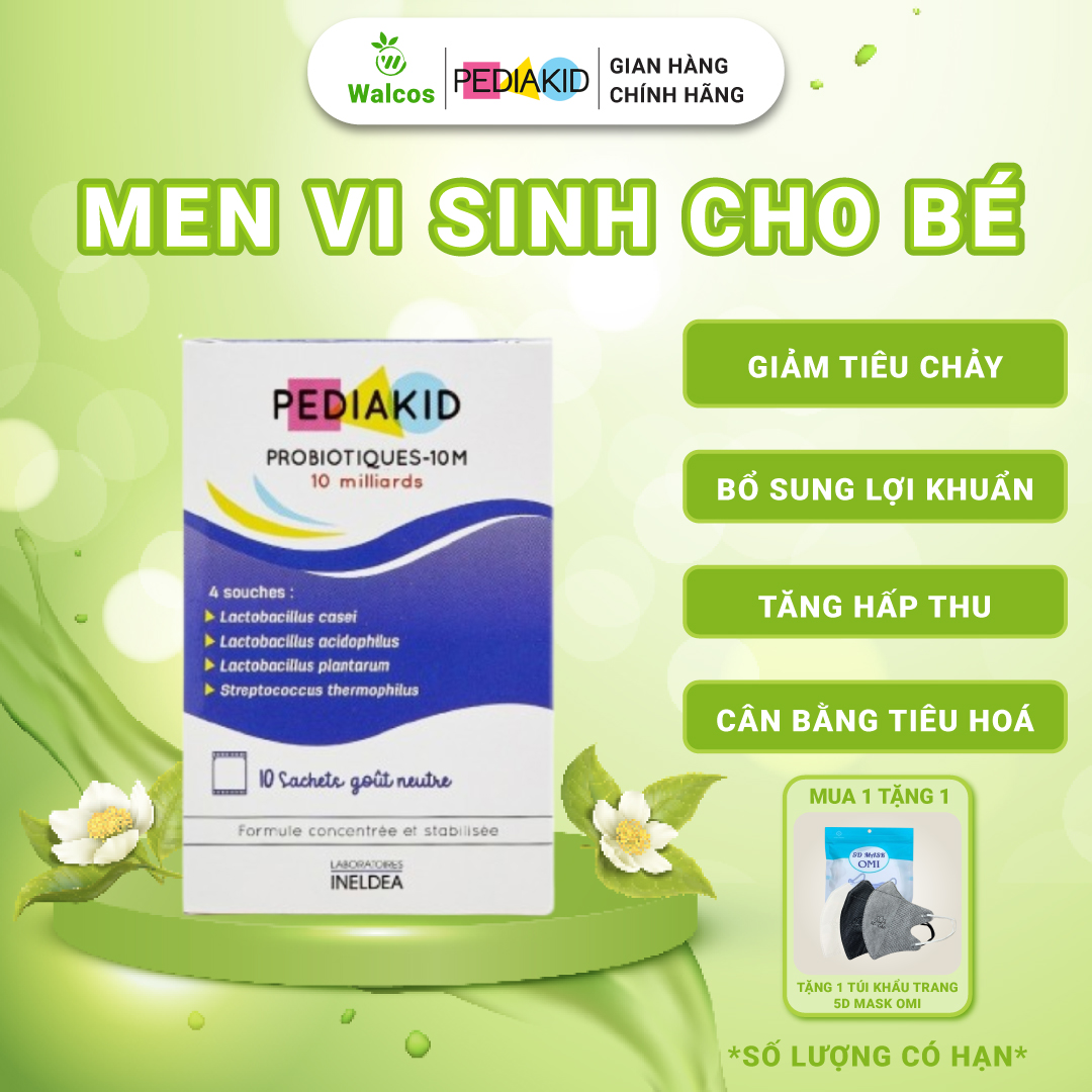 Men Vi Sinh Pediakid Probiotiques 10M - Bổ Sung Lợi Khuẩn, Tăng Cường Tiêu Hóa, Cân Bằng Hệ Vi Sinh Đường Ruột (10 Gói)