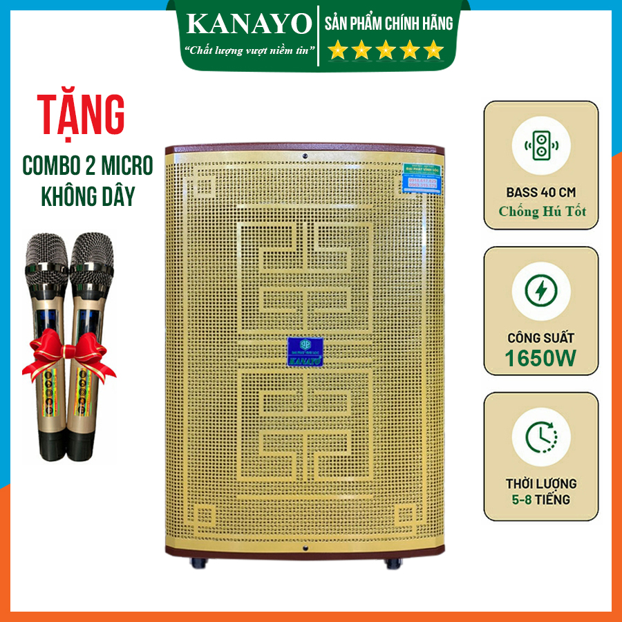 Loa kéo Karaoke Kanayo K-1650 thế hệ mới Bass 40 3 đường tiếng công suất lớn 1650W | Hàng chính hãng chất lượng cao | bền đẹp xu hướng thời trang