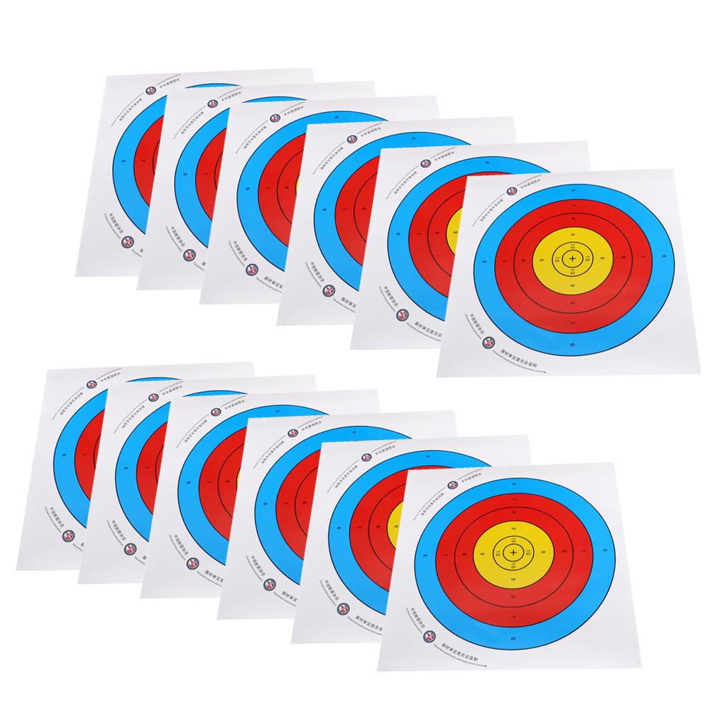 12 Pieces Professional Archery Target Paper For Recurve Bow Longbow 43x43cm