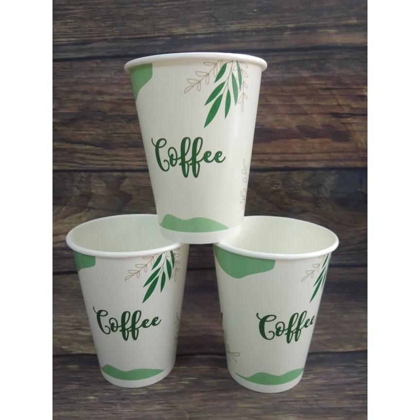 Combo 50 Ly Giấy 360 ML Kèm Nắp Đậy Chịu Được Nhiệt Nóng Và Lạnh - Miệng 8.2 Cm x Đáy 5.7 Cm x Cao 10.5 Cm