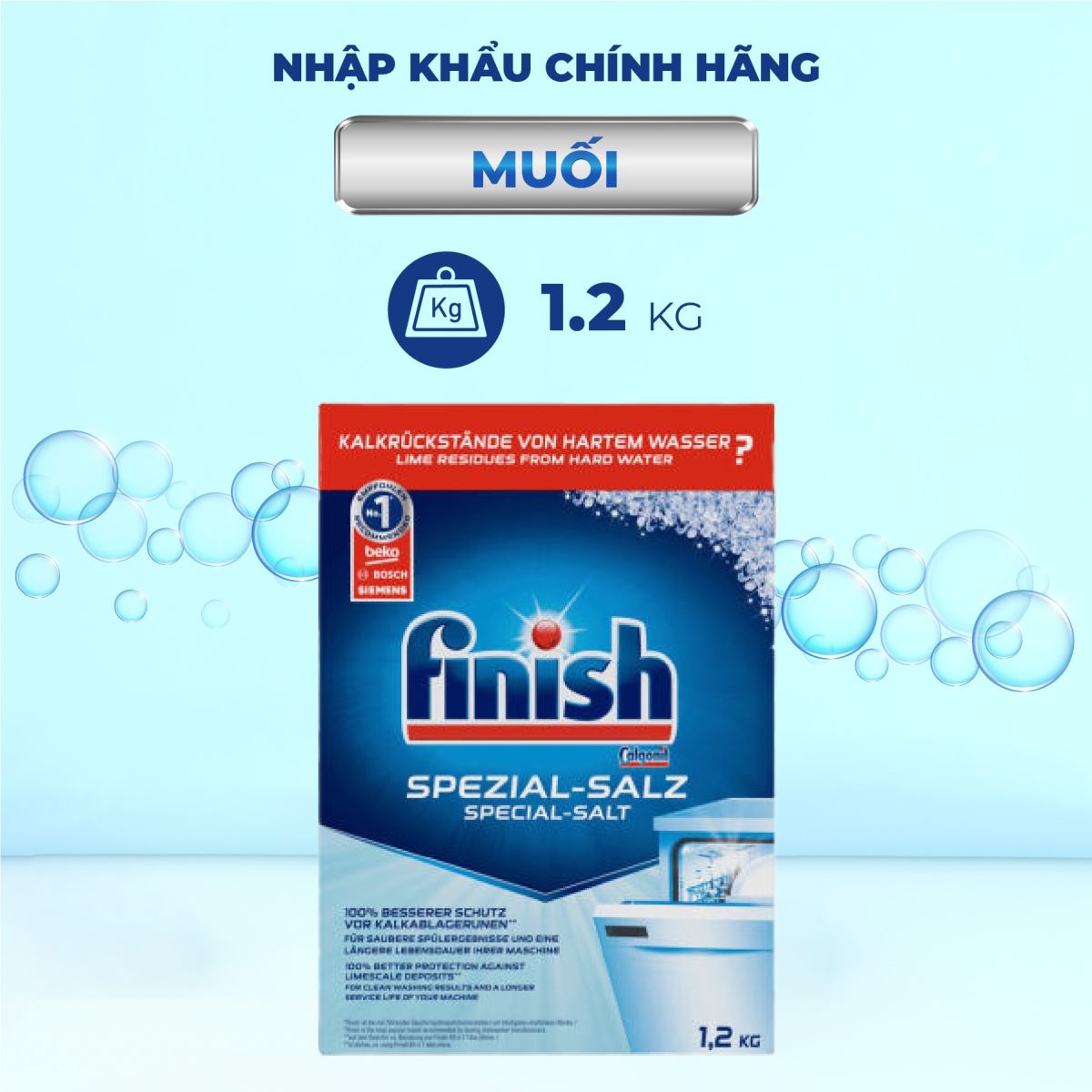 Muối rửa chén Finish Dishwasher Salt 4kg - muối rửa bát finish 4 kg, muối finish 1.2kg, muối finish 1.5kg