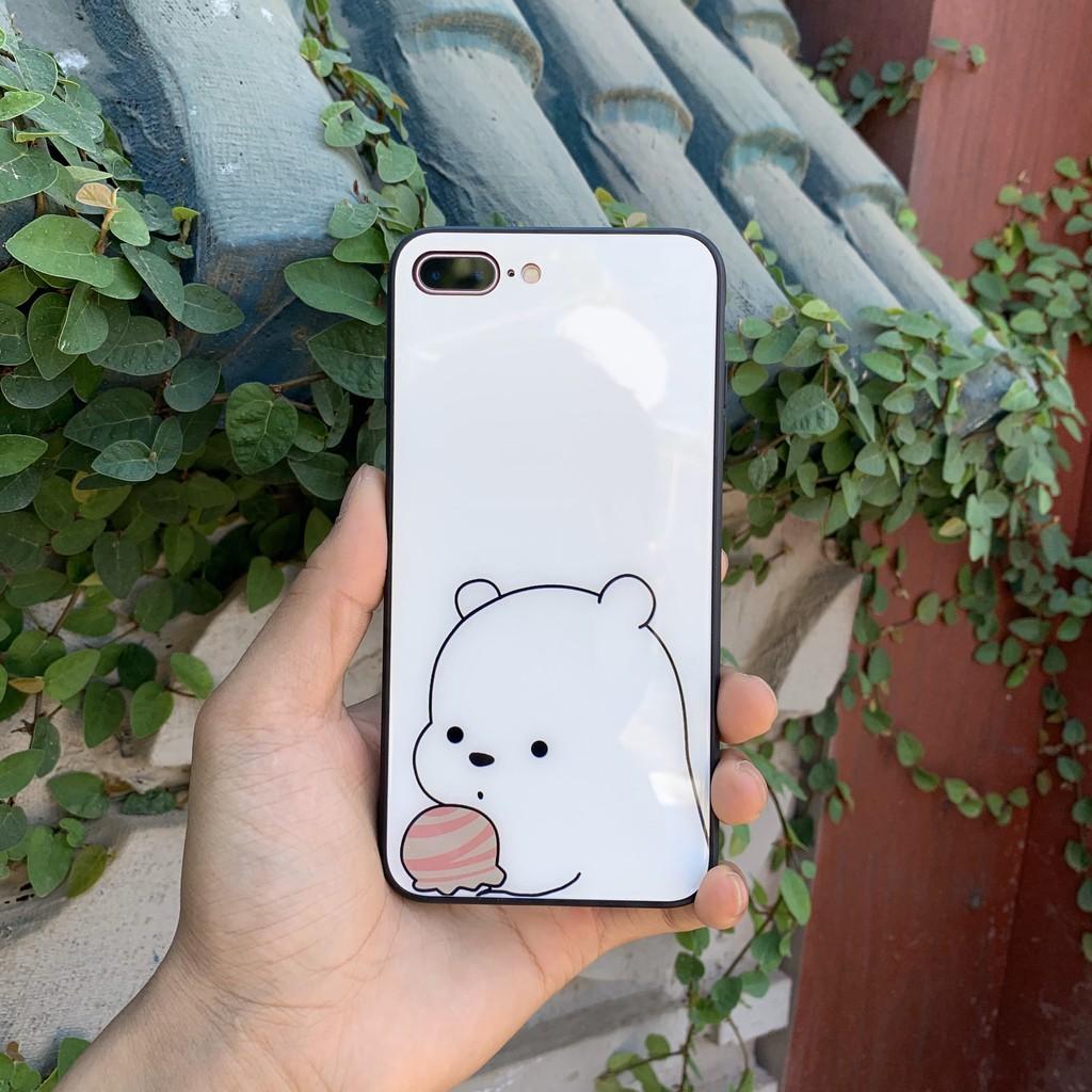 Ốp kính cường lực cặp đôi gấu Dành Cho iphone 6 s plus 7 8 plus Xr X s max 11 11 pro max 12 mini 12 pro max se2