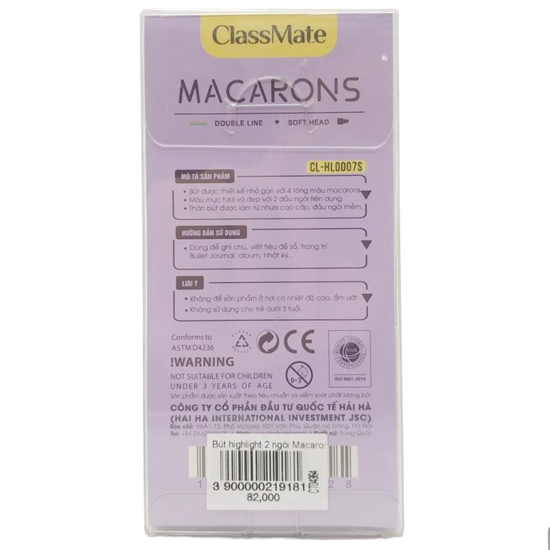 Vỉ 4 Bút Highlight Màu Nhũ 2 Ngòi Macarons - ClassMate CL-HL0007S (Mẫu Bao Bì Giao Ngẫu Nhiên)