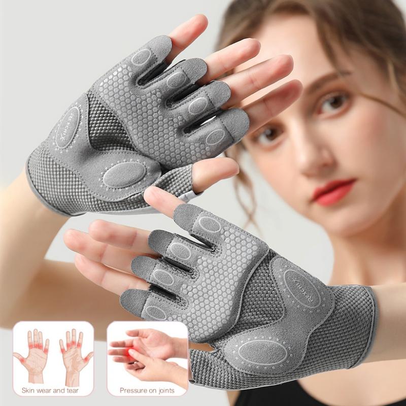 Găng tay thể thao mới tập thể dục tập thể dục yoga nữ tập thể dục không chống trượt găng tay nửa ngón tay. Color: H Size: L