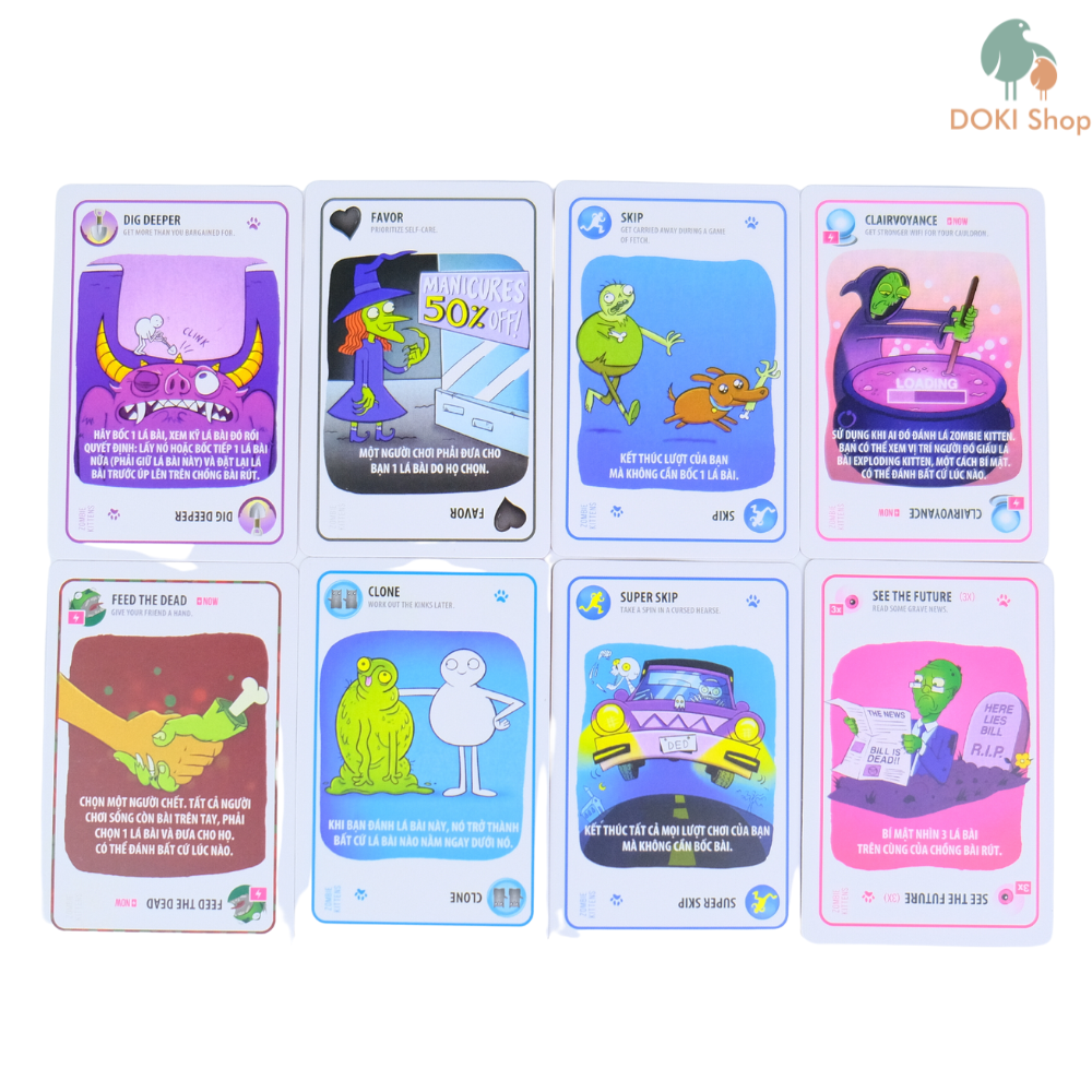 Boardgame bài mèo nổ xanh Zombie Kittens Việt hóa, hồi sinh người chết