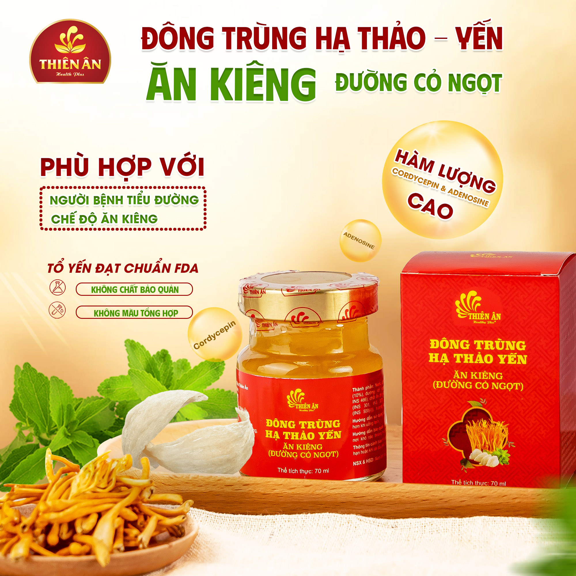 Đông Trùng Hạ Thảo Yến Ăn Kiêng Thiên Ân - Lốc 6 Hũ