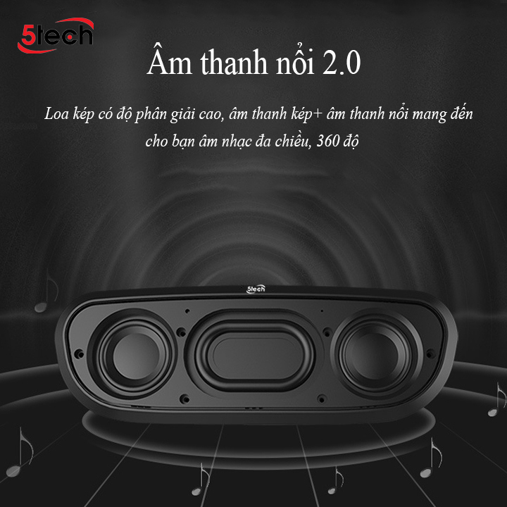 Loa bluetooth mini di động 5TECH BS1 hàng chính hãng, loa cầm tay âm thanh sống động, âm bass siêu trầm nghe nhạc cực đỉnh dành cho điện thoại, máy tính,...