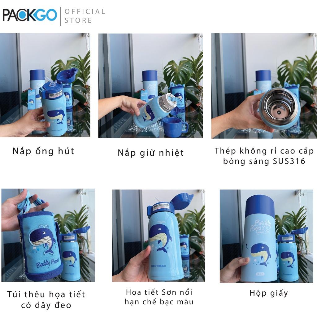 Bình giữ nhiệt cho Bé Trai hoặc Gái / Chính hãng 100% BEDDYBEAR/ BEDDY BEAR/ họa tiết Cá Voi / phù hợp Bé từ 2 tuổi trở