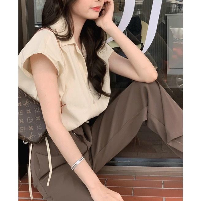 SET ÁO SƠ MI CROPTOP KÈM QUẦN ỐNG RỘNG
