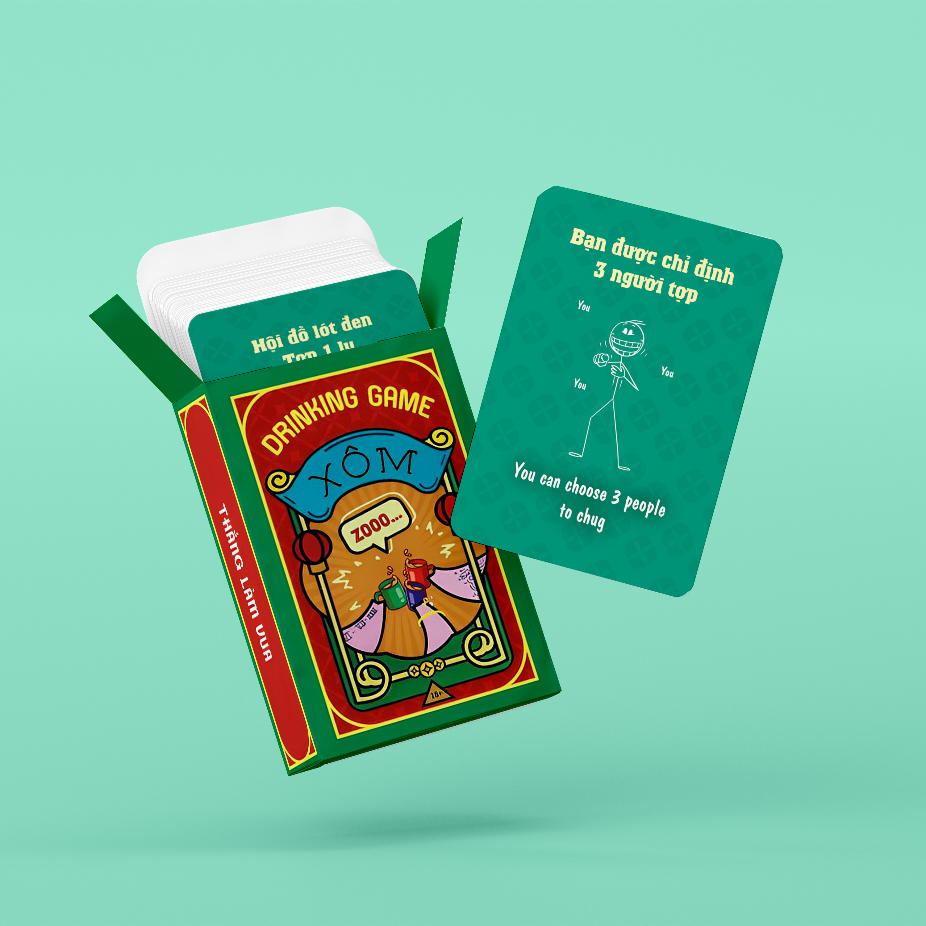 Bộ bài drinking game Xôm ver 2 Chau anh toys, bộ bài uống chơi nhóm tụ tập cuối tuần, đi du lịch cực vui 52 lá