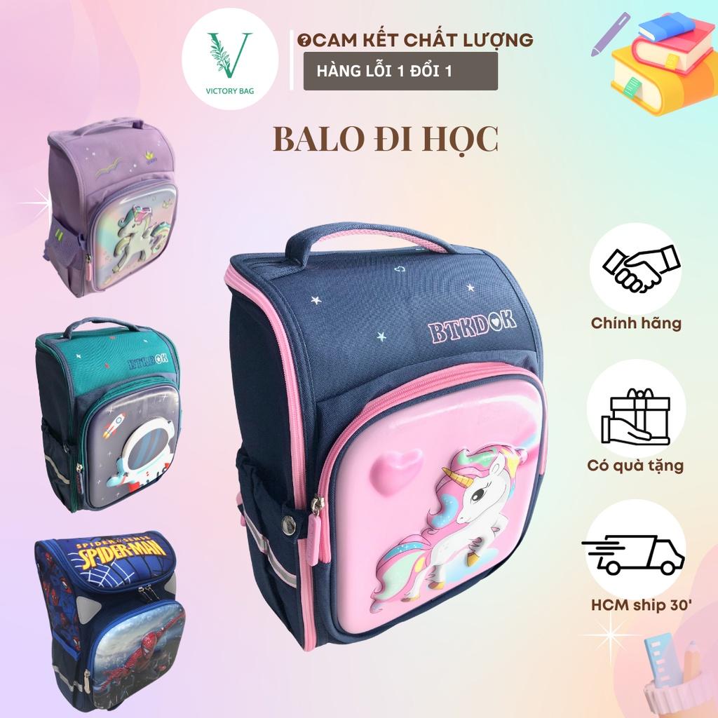 Balo Cặp Đi Học Chống Gù học si Cấp 1 Tiểu học Trai Gái Siêu Nhẹ Phi Hành Gia Pony Spiderman 6-7-8-9-10 tuổi-VICTORY-838