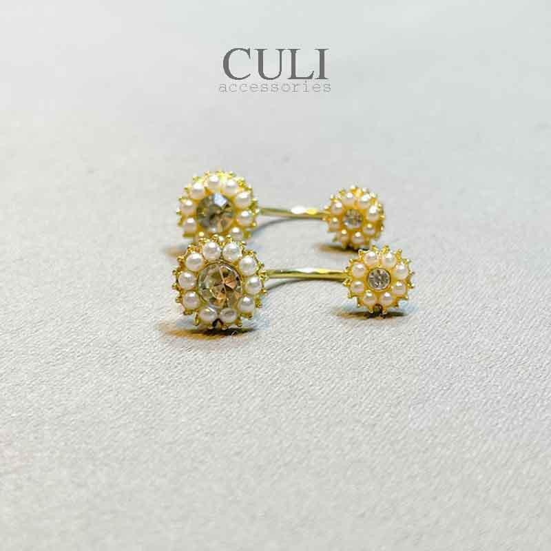 Khuyên tai, bông tai hình hoa đính đá, kết hạt trai xinh xắn phong cách Hàn Quốc HT637 - Culi accessories