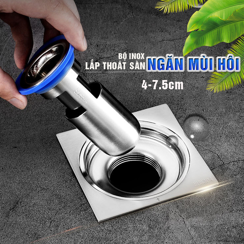 Phụ kiện Ngăn mùi nhà tắm – INOX SUS 304 lắp thoát sàn chống mùi hôi ngăn vi khuẩn trào ngược lên, bản nâng cấp – Dan House 32, Tặng kèm móc giá đỡ điện thoại