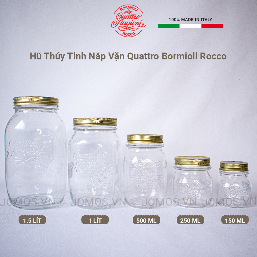 Hũ Thủy Tinh Nắp Vặn Quattro Stagioni -  Bormioli Rocco Italy TT.Q0 Thủy Tinh Ý Không Chì