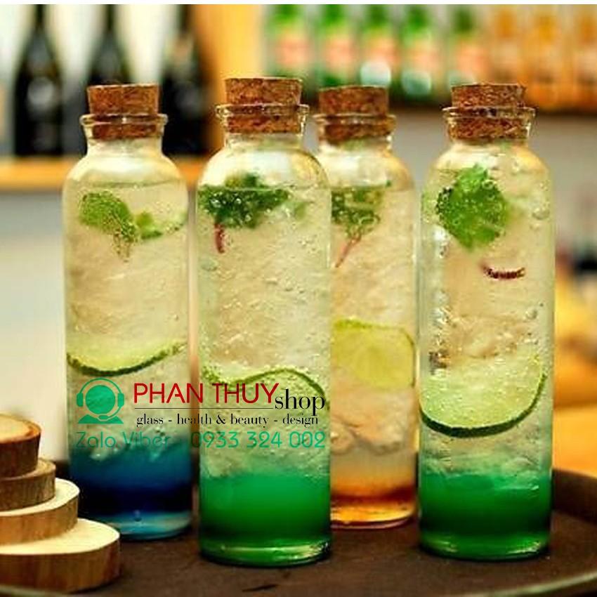 Chai tròn thủy tinh 500ml nắp gỗ
