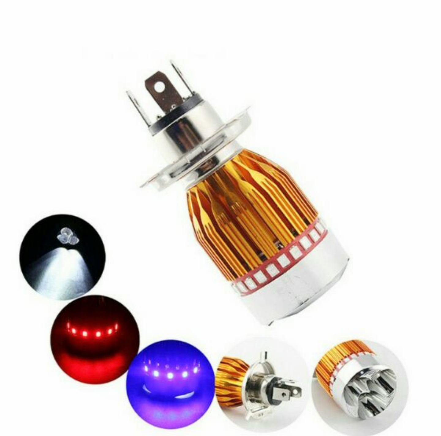 1 ĐÈN PHA H4 XE MÁY XE ĐẠP ĐIỆN VÀ ÔTÔ MẪU MỚI SÁNG NHẤP NHÁY NHIỀU MÀU SẮC CỰC ĐẸP