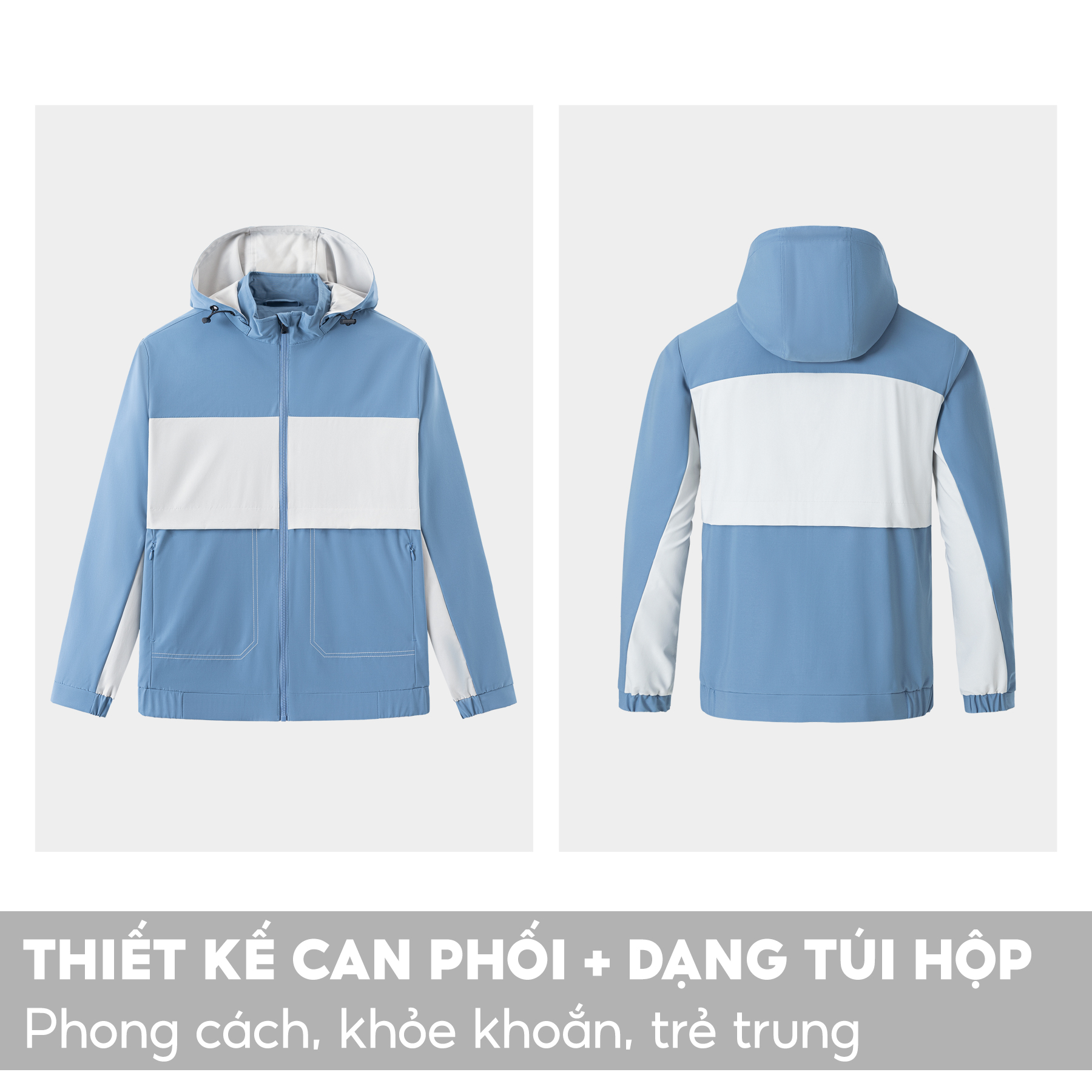 Áo Khoác Gió Nam 5S FASHION 2 Lớp , Giữ Ấm, Trượt Nước,Can Phối Trẻ Trung, Phong Cách