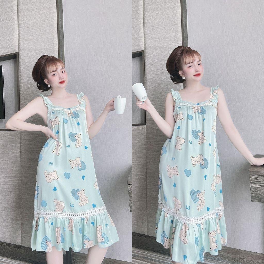 Váy ngủ sexy Bigsize ️FREE SHIP️ Đầm ngủ sexy lụa MANGO Chất Siêu Mát Dáng Siêu Xinh <70kg