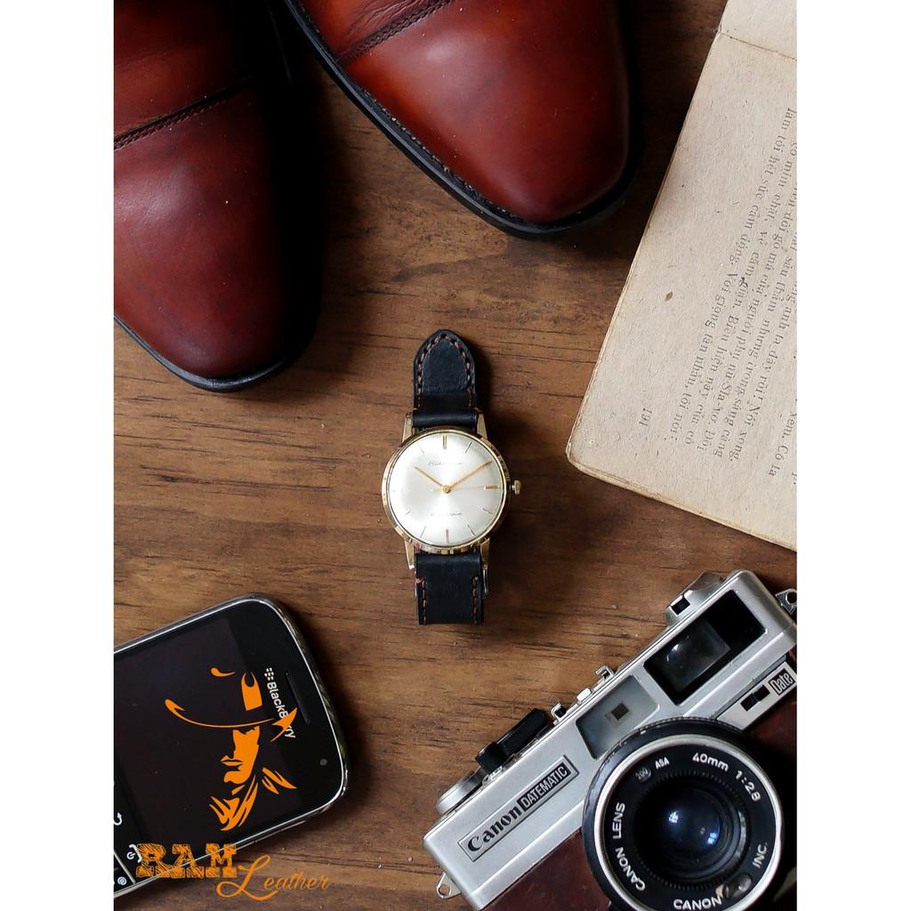 Dây da bò 18 chuyên dùng cho seiko 5 quân đội  và Orient SK