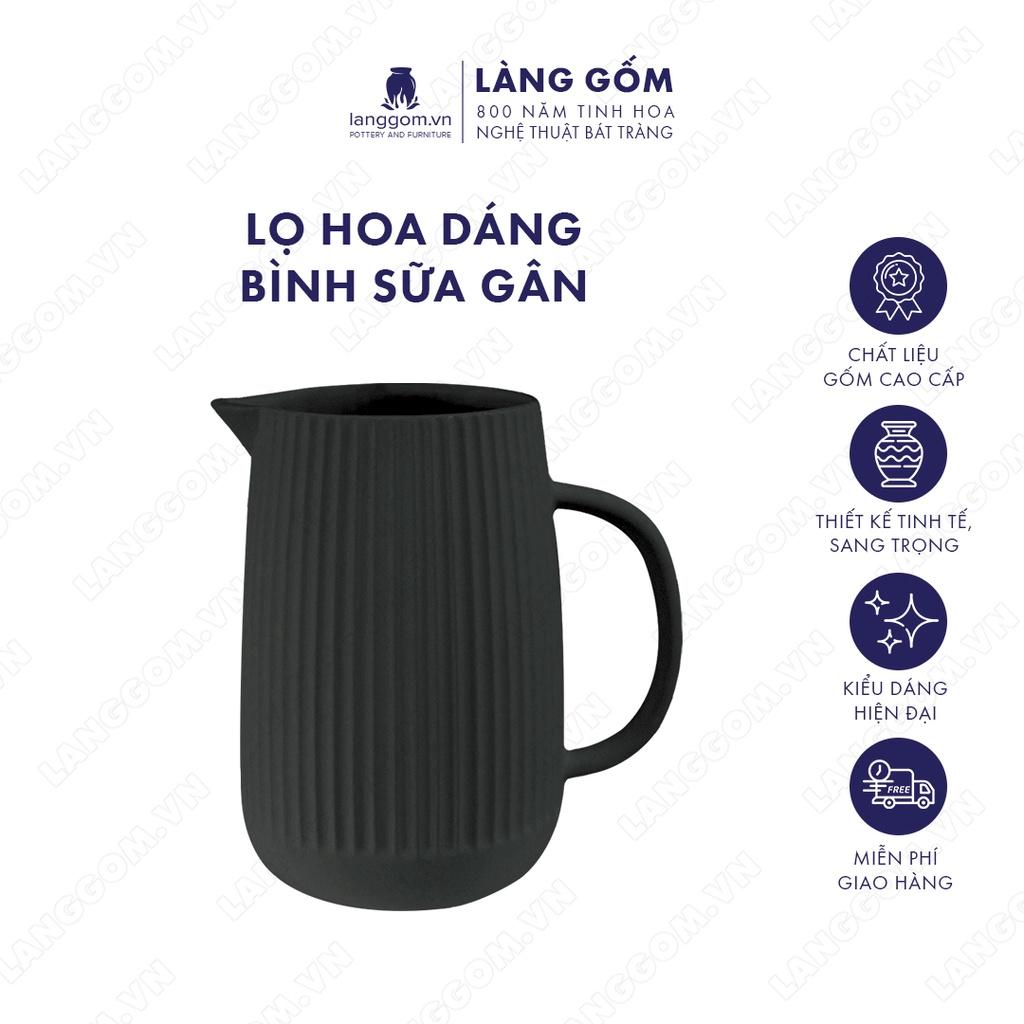 Bình hoa, lọ hoa Gốm sứ Bát Tràng cao cấp Men mát dáng bình sữa gân làm quà tặng, trang trí - Làng Gốm Bát Tràng