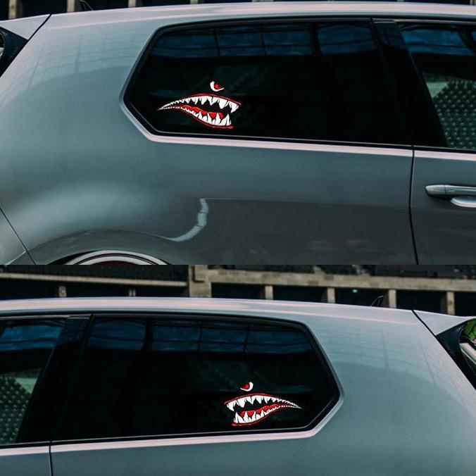 "Shark Mouth" Sticker Phản quang Xe máy Xe tay ga bên Decal Dán trang trí vui nhộn