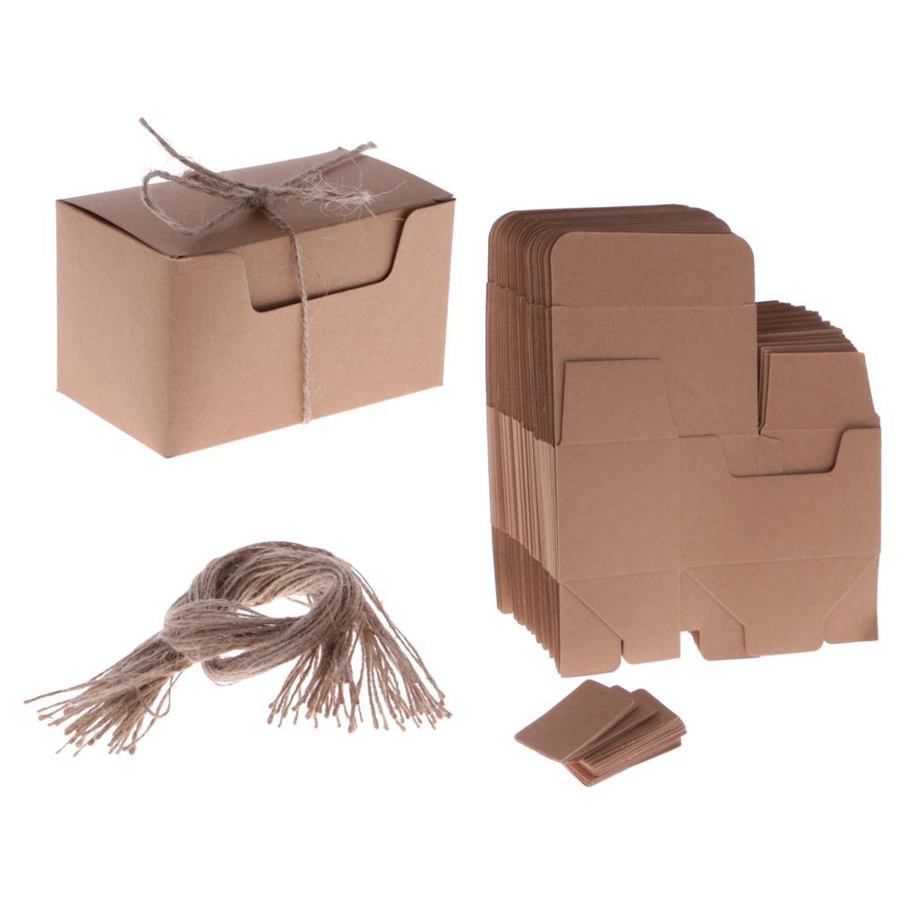 100pcs Kraft Shabby Rustic DIY Candy Gift Boxes with Rope Tags Wedding Favor