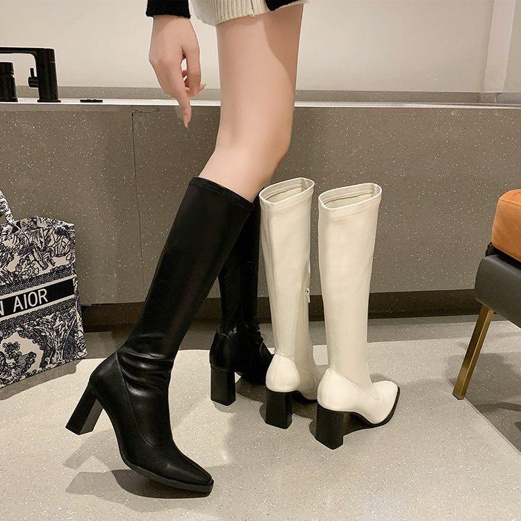 Bốt nữ LeMonn Boots cao cổ đùi da mềm khóa giữa độc lạ cá tính