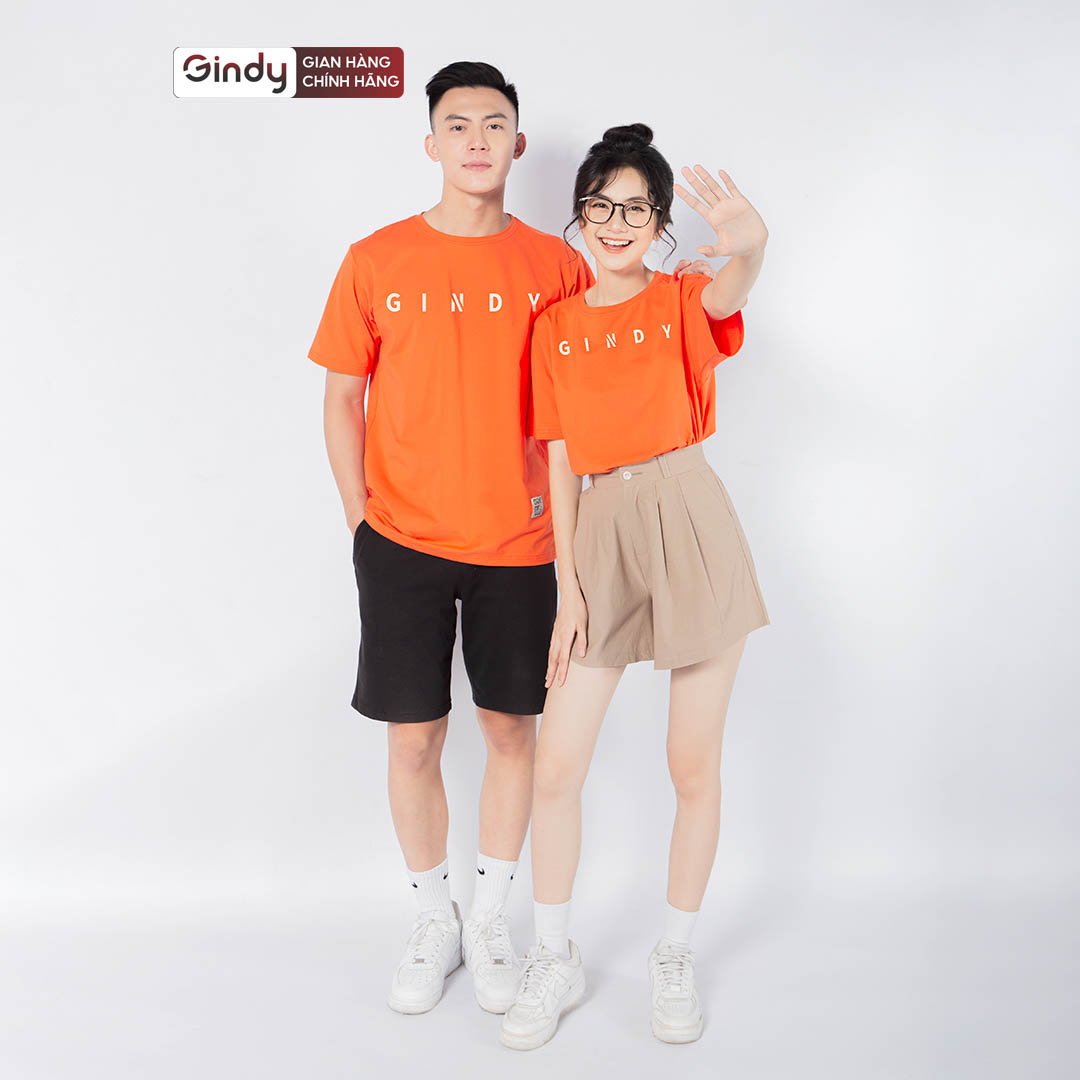 Áo phông cotton thun unisex trơn form rộng GINDY nam nữ basic tay lỡ thoáng mát co giãn 4 chiều A028