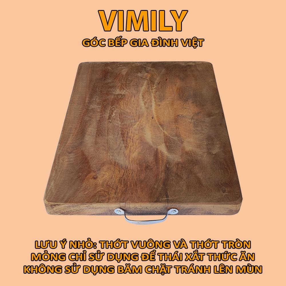 Thớt gỗ nghiến Tây Bắc núi đá vuông cắt thái xắt thức ăn cao cấp cực bền VIMILY kích thước 40x30x3cm