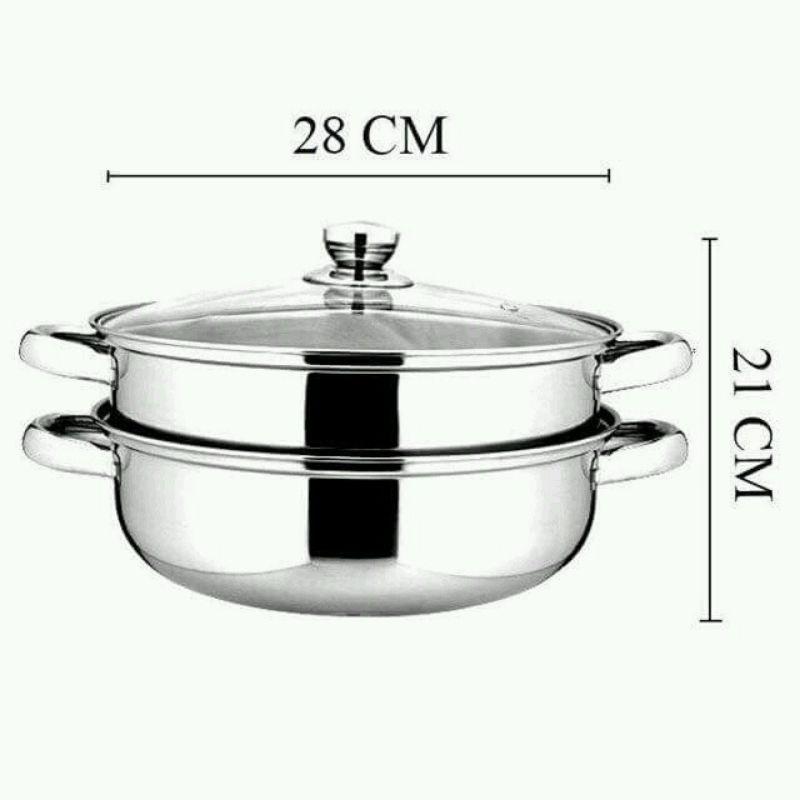 siêu rẻ nồi hấp inox 2 tầng size 28cm nhỏ gọn