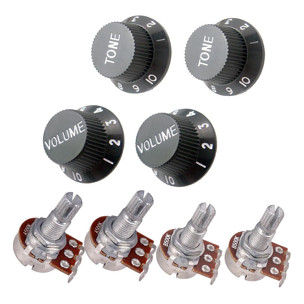 Guitar 500K 18MM Split Shaft Potentiometer Volume   Control Knob