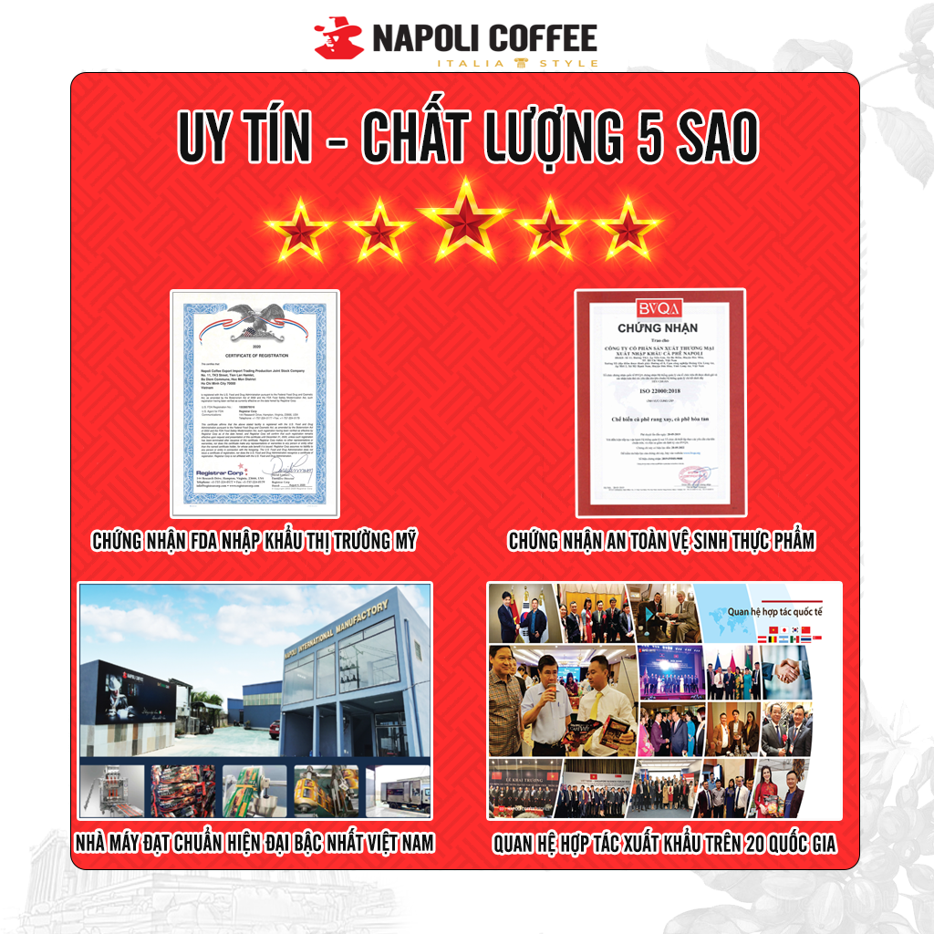 Cà phê Đen Đá Không Đường Napoli Coffee(15gói x 2g) -Cafe Hoà Tan Sấy Lạnh từ Arabica Hạt SẠCH Chua Thanh Hậu Ngọt