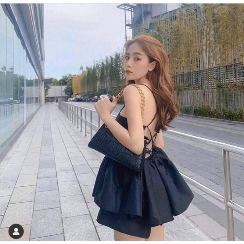 Set áo đan chéo sexy kèm quần lụa