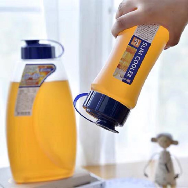 Combo hộp 4 chiếc cốc thủy tinh 240ml + Bình nước du lịch 1000ml hàng nội địa Nhật Bản