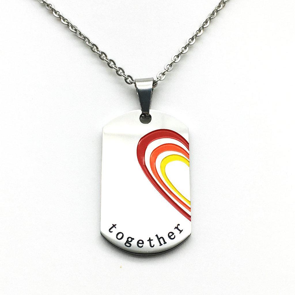 2 Pieces Stainless Steel Rainbow  Pendant Necklace