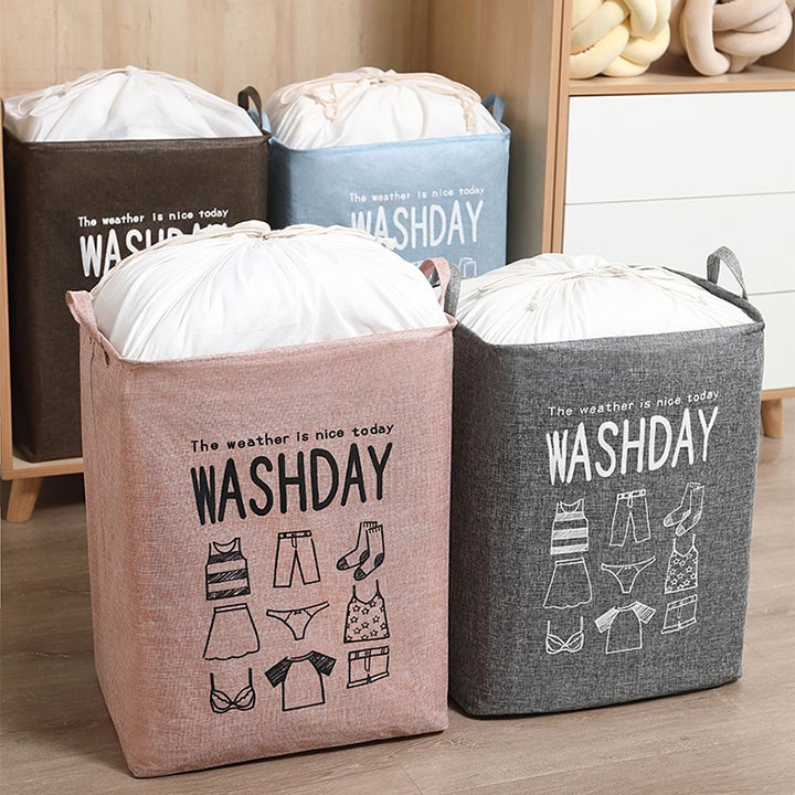 Túi , Giỏ Đựng Quần Áo , Chăn Mền Chất Liệu Bạt Dày Dặn Chống Thấm Nước WASHDAY - Chính Hãng