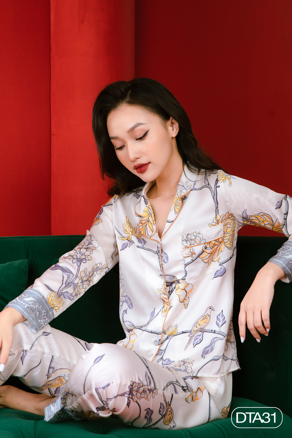 Bộ ngủ satin ZAM Luxury - DTA31 - áo dài tay quần dài