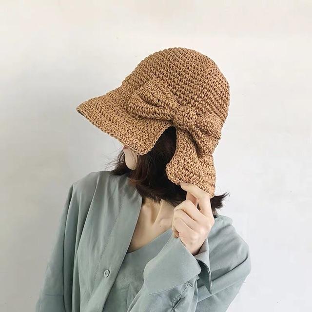 Mũ cói nơ thời trang nơ du lịch biển - Khăn turban