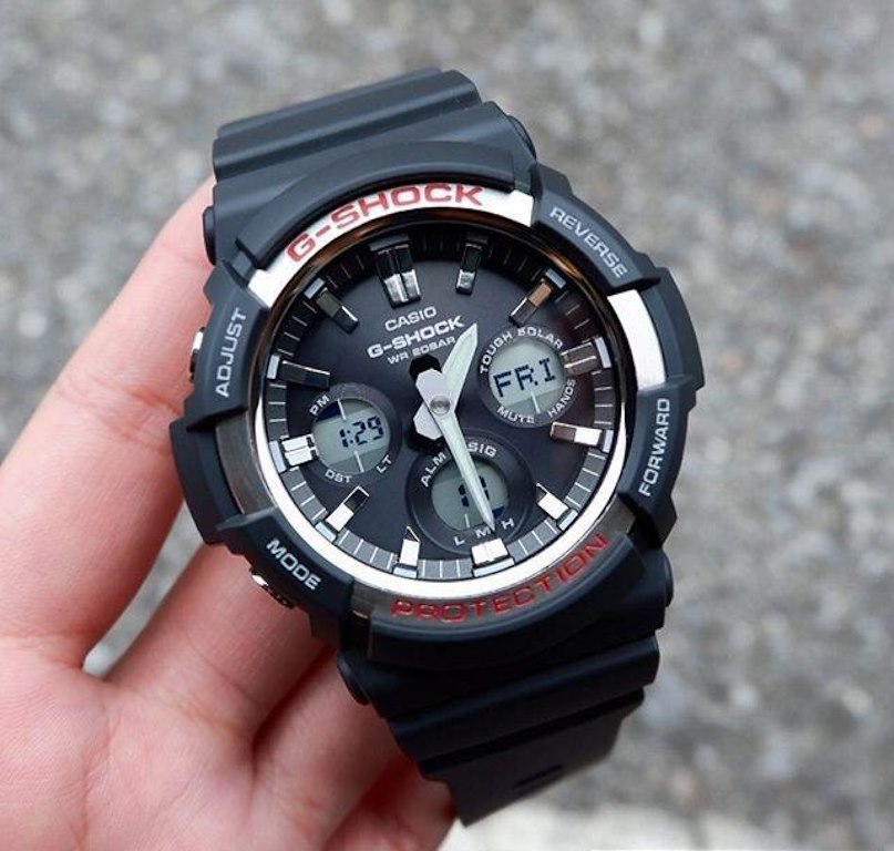 Đồng Hồ Nam Casio G Shock GAS-100-1ADR Dây Nhựa - Pin Năng Lượng - Hai Đèn Led