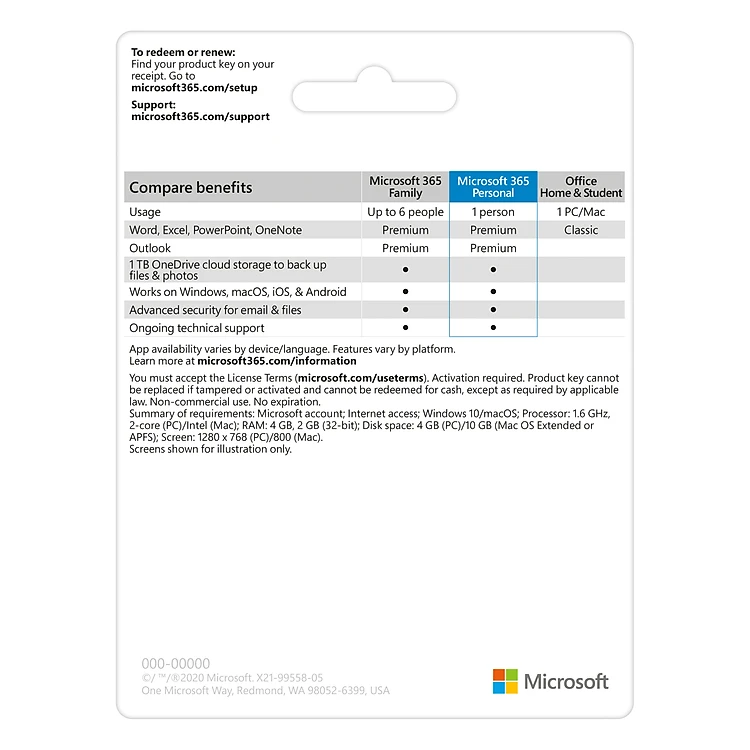 [ KEY GIA HẠN hoặc MUA MỚI ] KEY ĐIỆN TỬ Phần mềm Microsoft 365 PERSONAL (QQ2-00003) | 12 tháng | Dành cho 1 người | 5 thiết bị/tài khoản | Word, Excel, PowerPoint | 1TB OneDrive