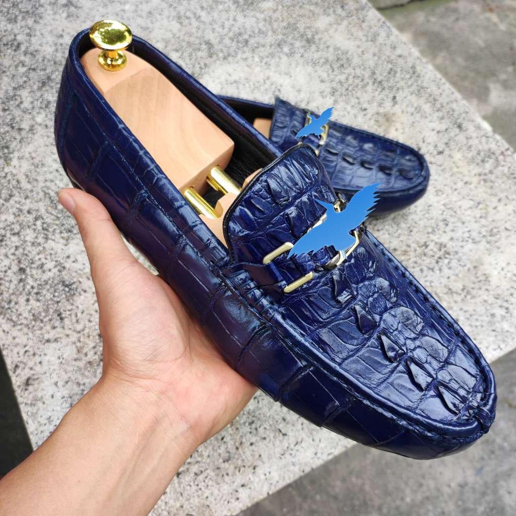 Giày lười Vây đuôi cá sấu Xanh navy CỰC CHẤT